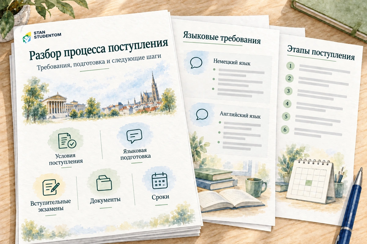 Разбор процесса поступления: требования, языковая подготовка, экзамены, документы и сроки.